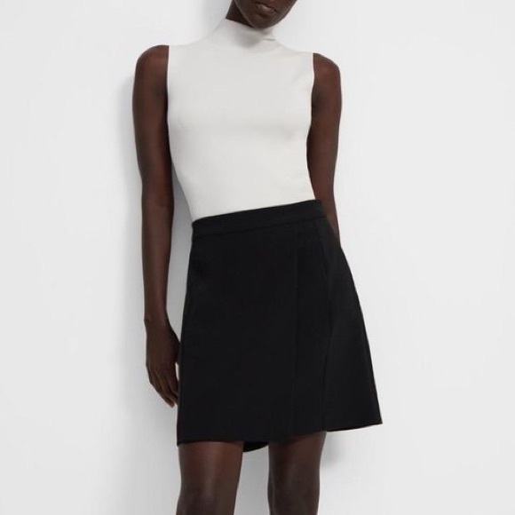 NEW Theory Staple Wrap Skirt BLACK - Picture 5 of 12